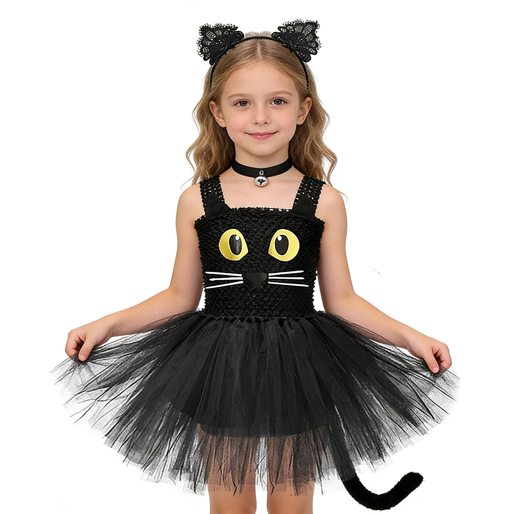 Anime Cosplay Black Girl - Платье-пачка с черной кошкой для девочек,