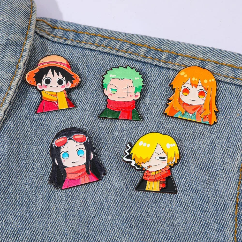 Anime Cosplay Luffy - Набор из 5 милых аниме-брошей: забавные